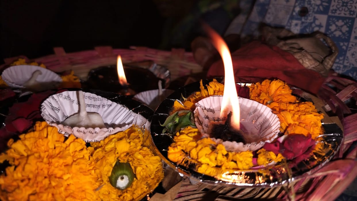 Disposal of shiny polythene dangerous to fishes on Ganga ghat in varanasi