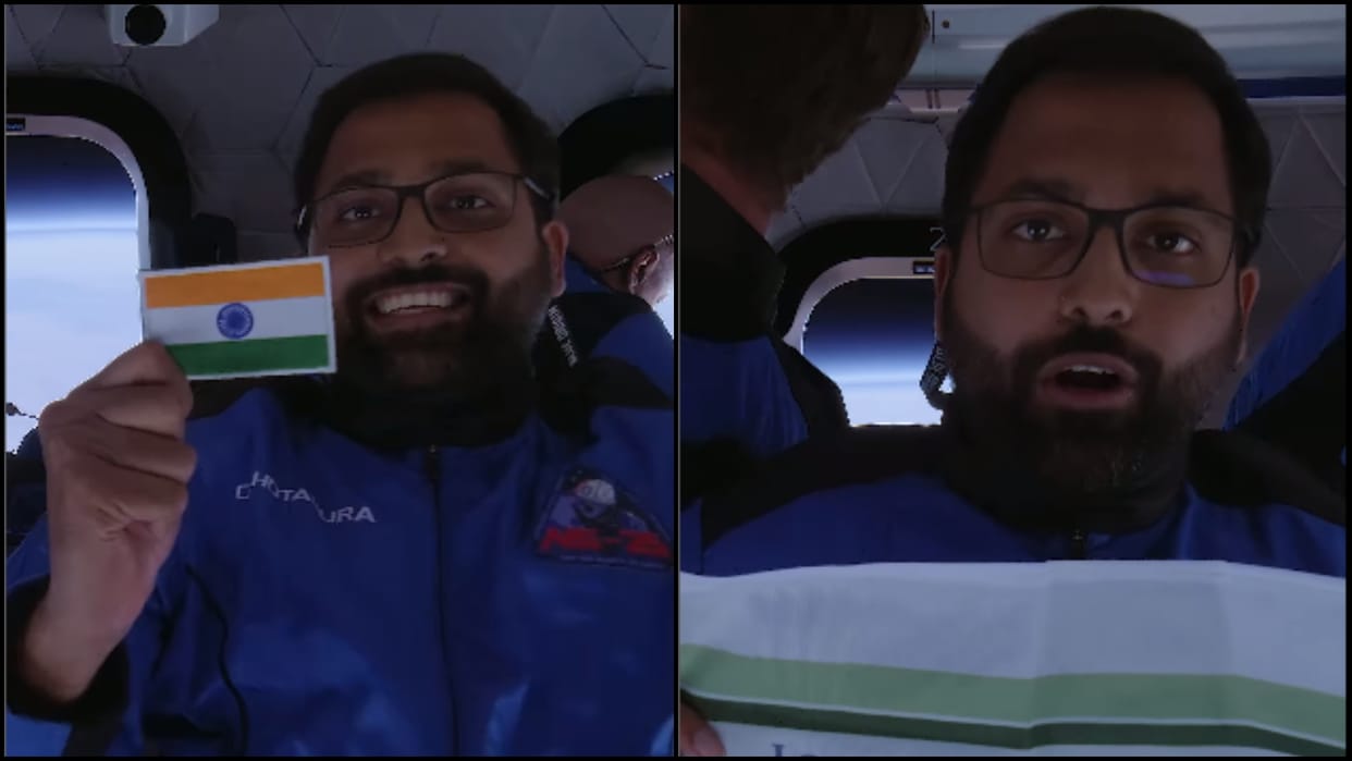 Blue Origin Indian Origin Pilot Gopichand Becomes First Indian Space Tourist Shows Flag in Space