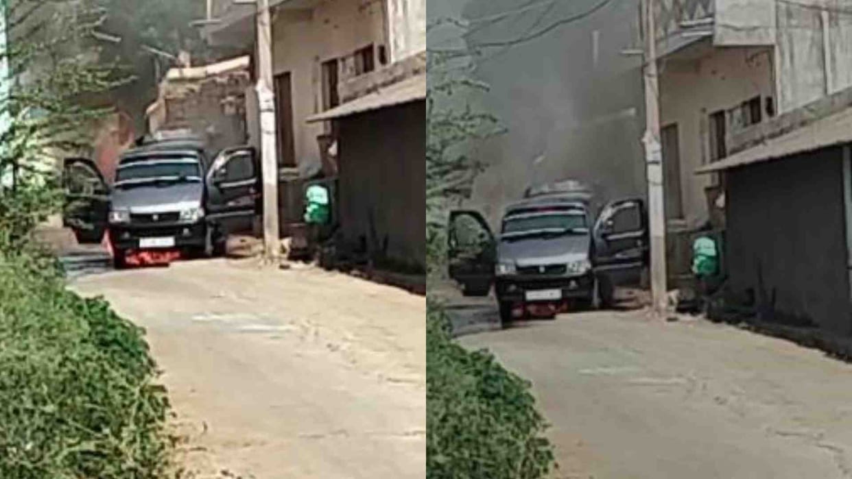 Sirohi News: Fire broke out in a car parked outside the house in Chanar village.