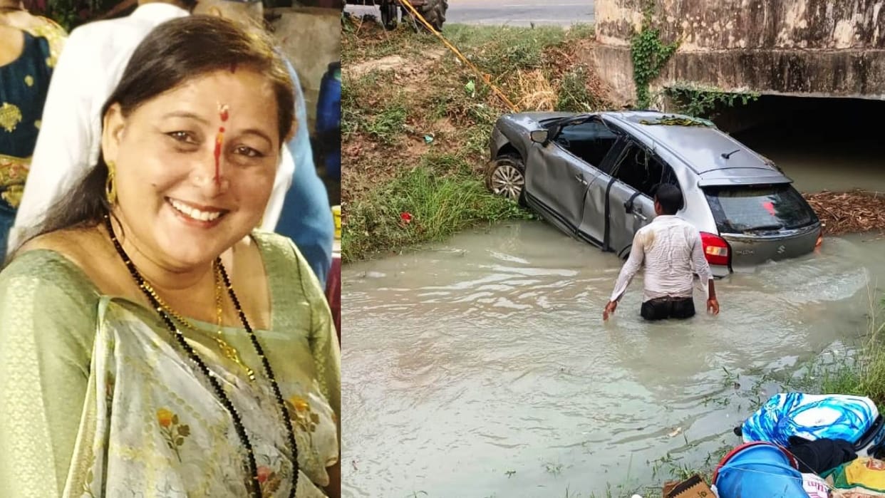 Woman dies husband and son injured after car falls into canal in Bareilly
