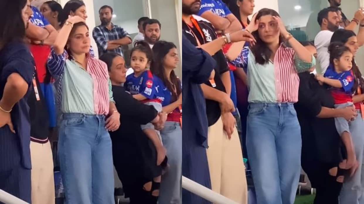 Anushka Sharma looked stressed during the ipl match between Bangalore and Rajasthan watch viral video