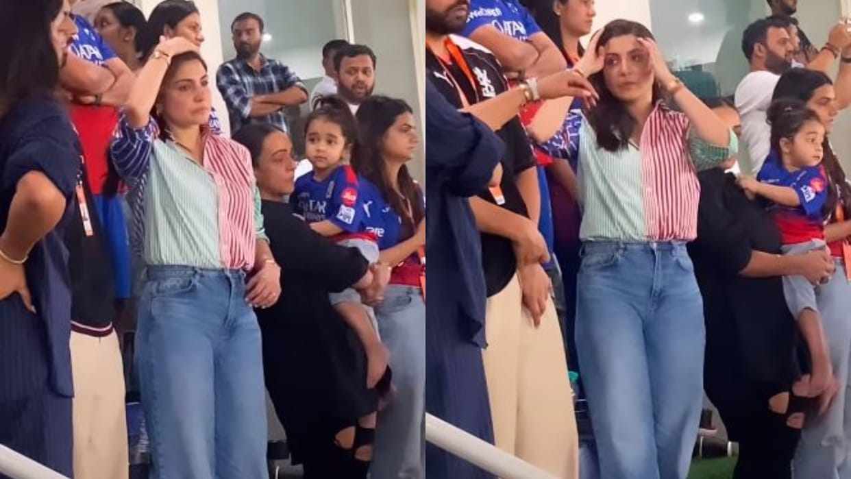 Anushka Sharma looked stressed during the ipl match between Bangalore and Rajasthan watch viral video