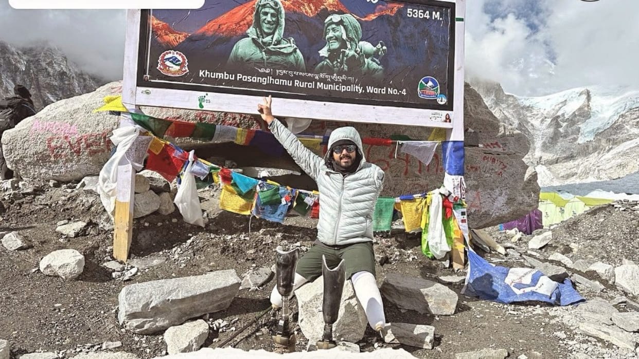 Goa: Disabled Tinkesh created history, climbed base camp of Mount Everest, had lost 2 legs 1 arm in childhood.
