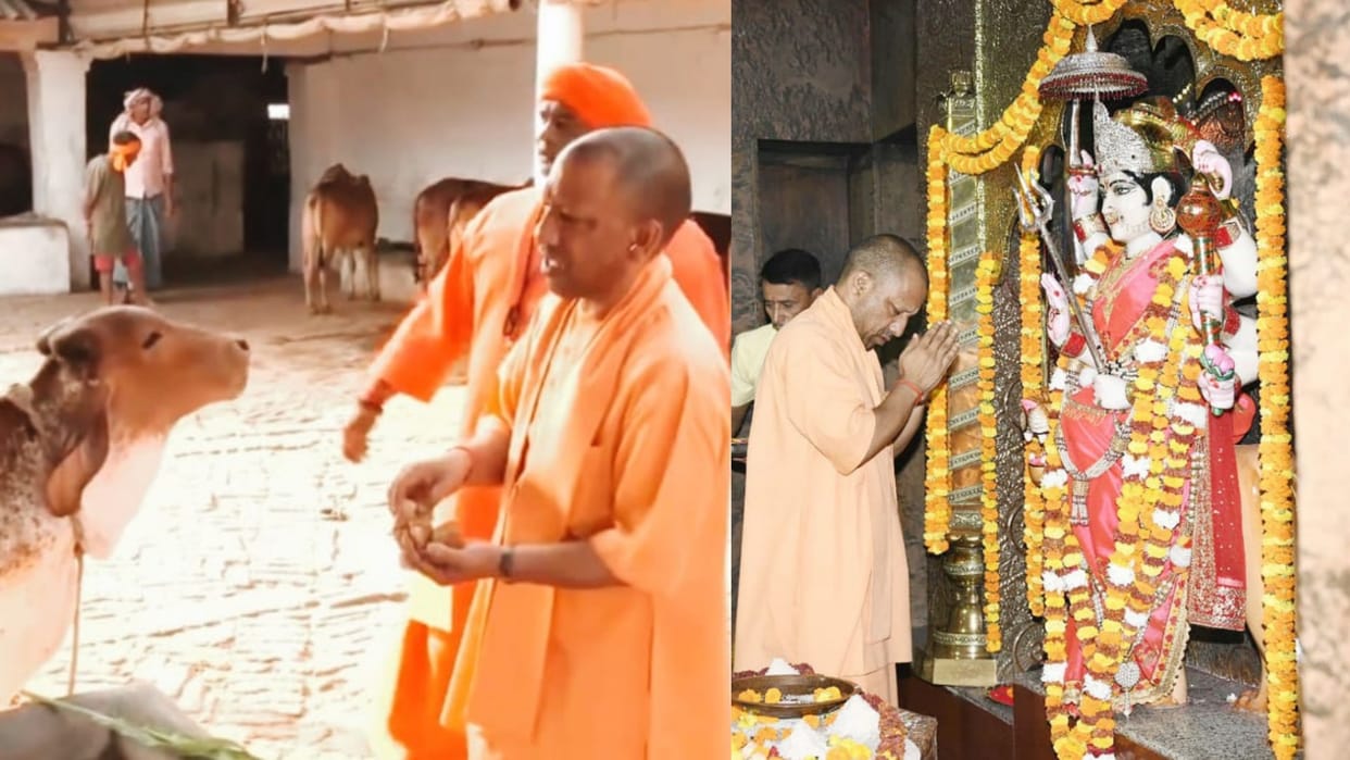 Balrampur: CM Yogi Adityanath offered prayer in Devipatan temple.