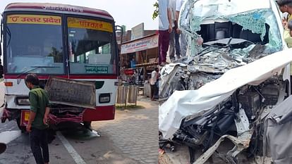 Bahraich: A man died in an accident of car and a bus in Jarwal chauki.