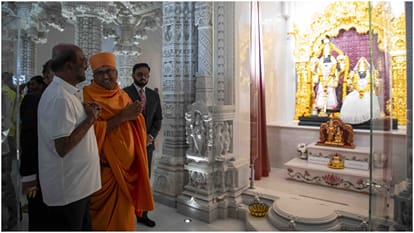 Megastar Rajinikanth recently visited the BAPS Hindu Mandir in Abu Dhabi Photos Viral On Social Media