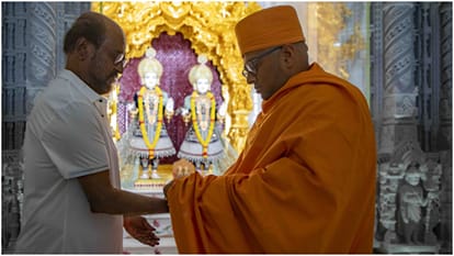 Megastar Rajinikanth recently visited the BAPS Hindu Mandir in Abu Dhabi Photos Viral On Social Media