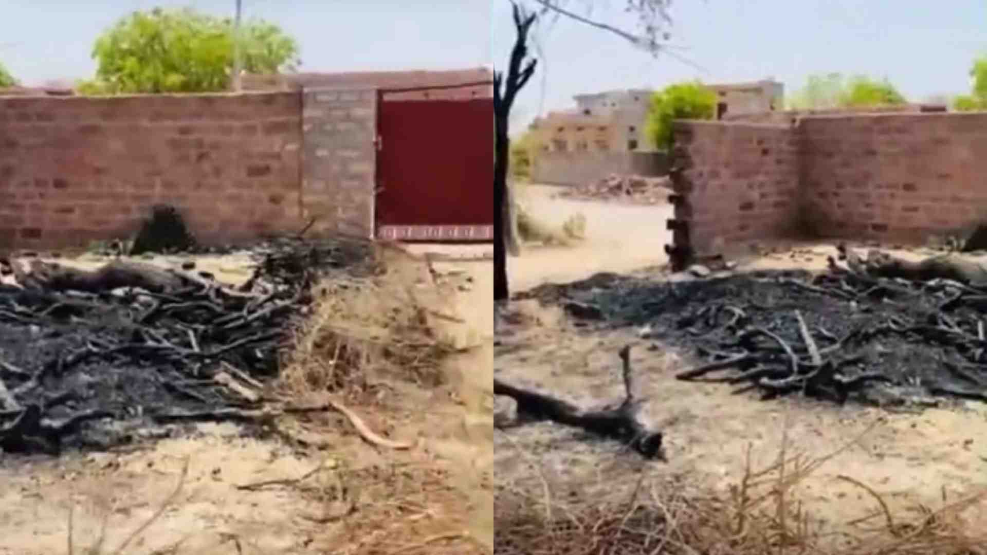 आग लगने के बाद जलकर खाक हुई दुकान।