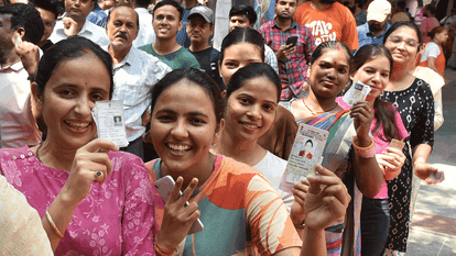 women voters at the polling booth in veil and some in burqa adhi abadi in delhi