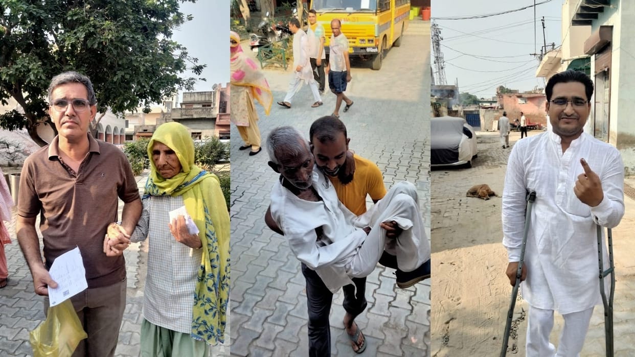 Haryana Lok Sabha Election Phase 6th Voting: Voters Cast Their Votes, Crossing Barrier of Passion and Illness
