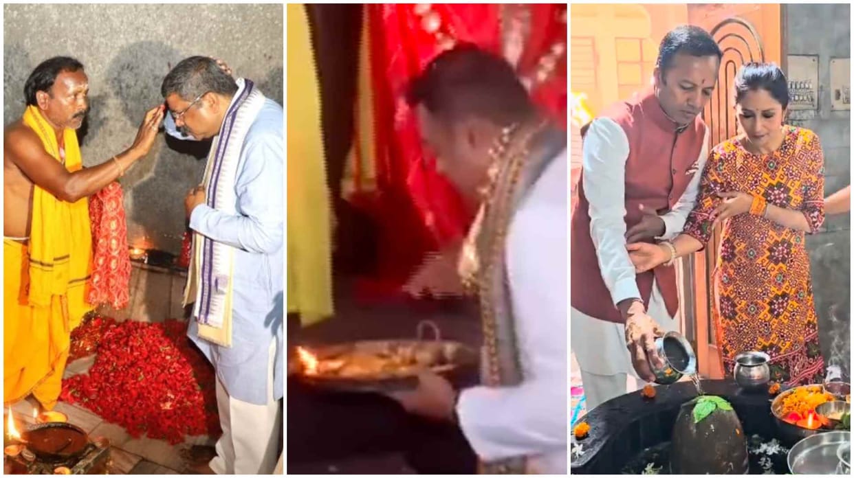 Lok Sabha Polls: BJP Naveen Jindal, Sambit Patra, Dharmendra Pradhan offers prayers at Temple