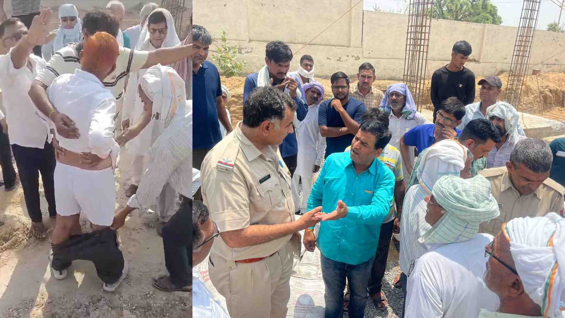मामले में समझाइश कराती पुलिस।
