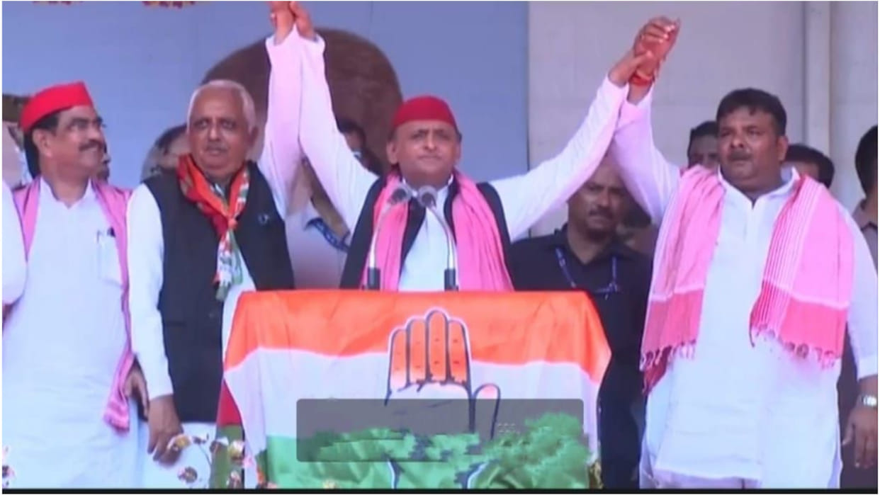 Former CM and SP national president Akhilesh Yadav addressed the public meeting in Deoria Lok Sabha constituen