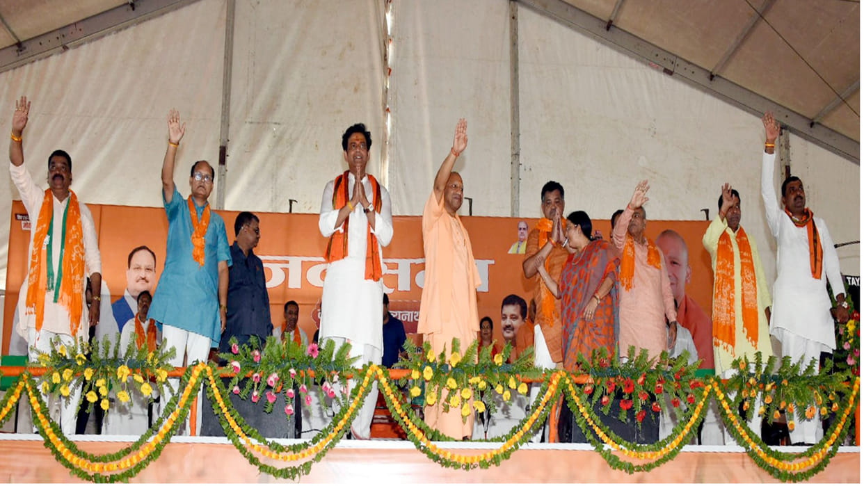 CM Yogi Adityanath addressed a public meeting in Belwar, Gorakhpur in favor of MP Ravi Kishan