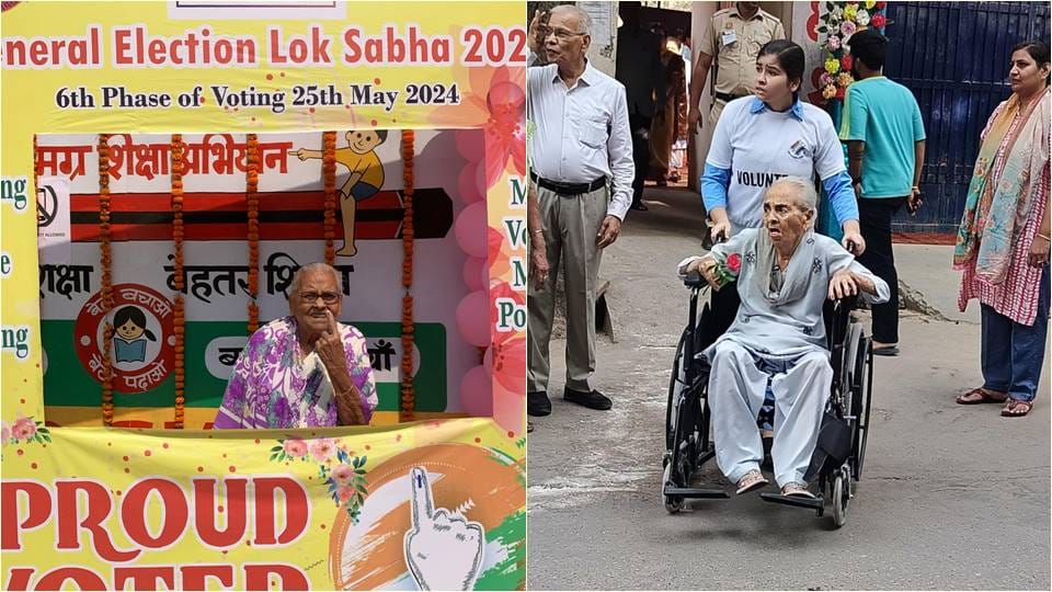 Amazing enthusiasm was seen among elderly voters during voting in Lok Sabha elections