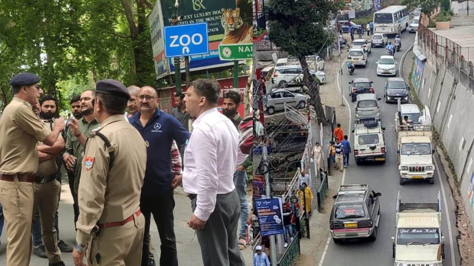 Nainital News Huge Crowd of Tourists and vehicle stopped on Mall Road tourism business man Protest Photos