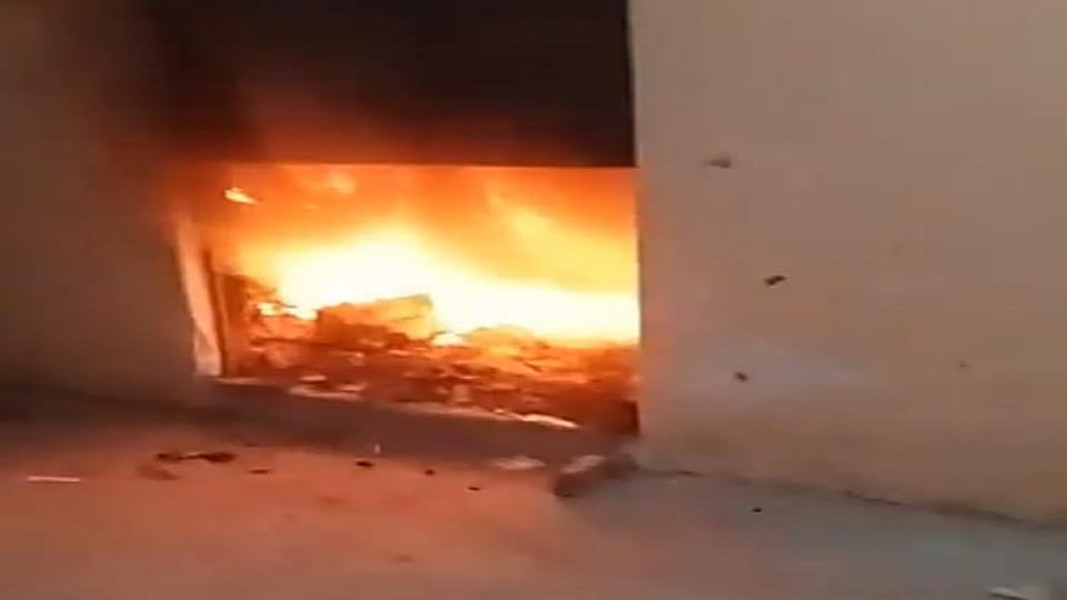 fire in pottery warehouse
