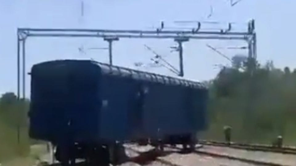 Goods train derails near Sangar station in Jammu