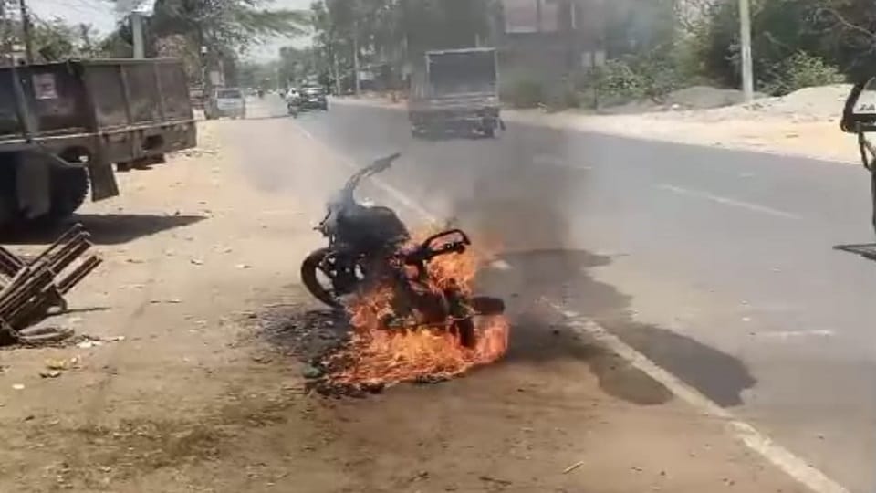 moving bike turns into ball of fire