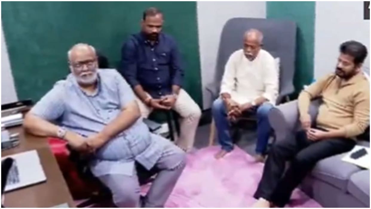 Telangana CM Revanth Reddy meets composer MM Keeravani to discuss composition of Jaya Jayahe Telangana