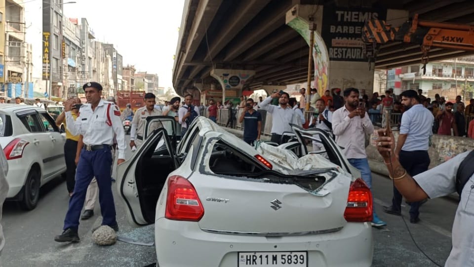 Drainage pipe of elevated highway broke in Panipat