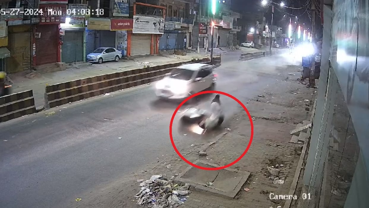 Speeding car hits scooter rider from behind in Gurugram