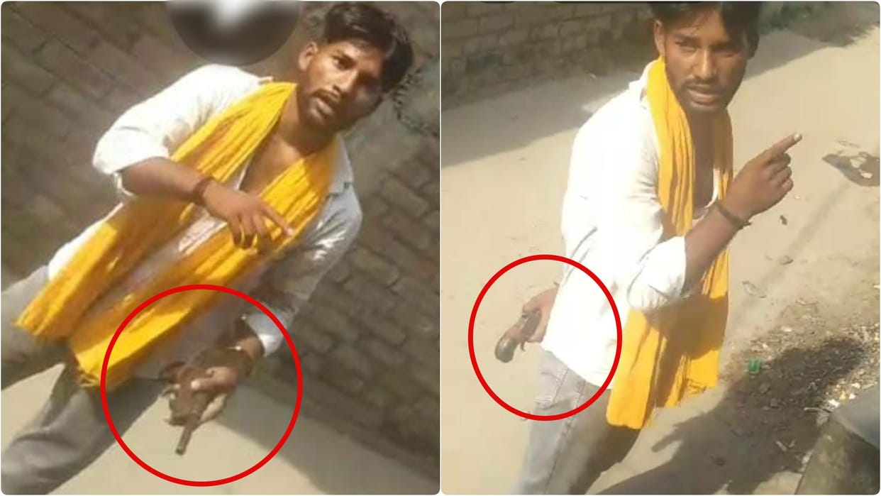 Bihar Crime: Fearless criminal seen waving weapon to demand extortion outside a house in Begusarai