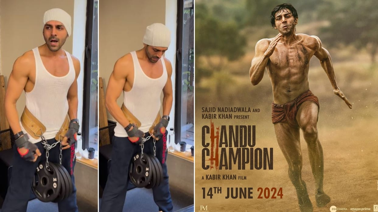 Chandu Champion Star Kartik Aaryan Drops A Workout Video before Title Song tu hai champion Release Watch