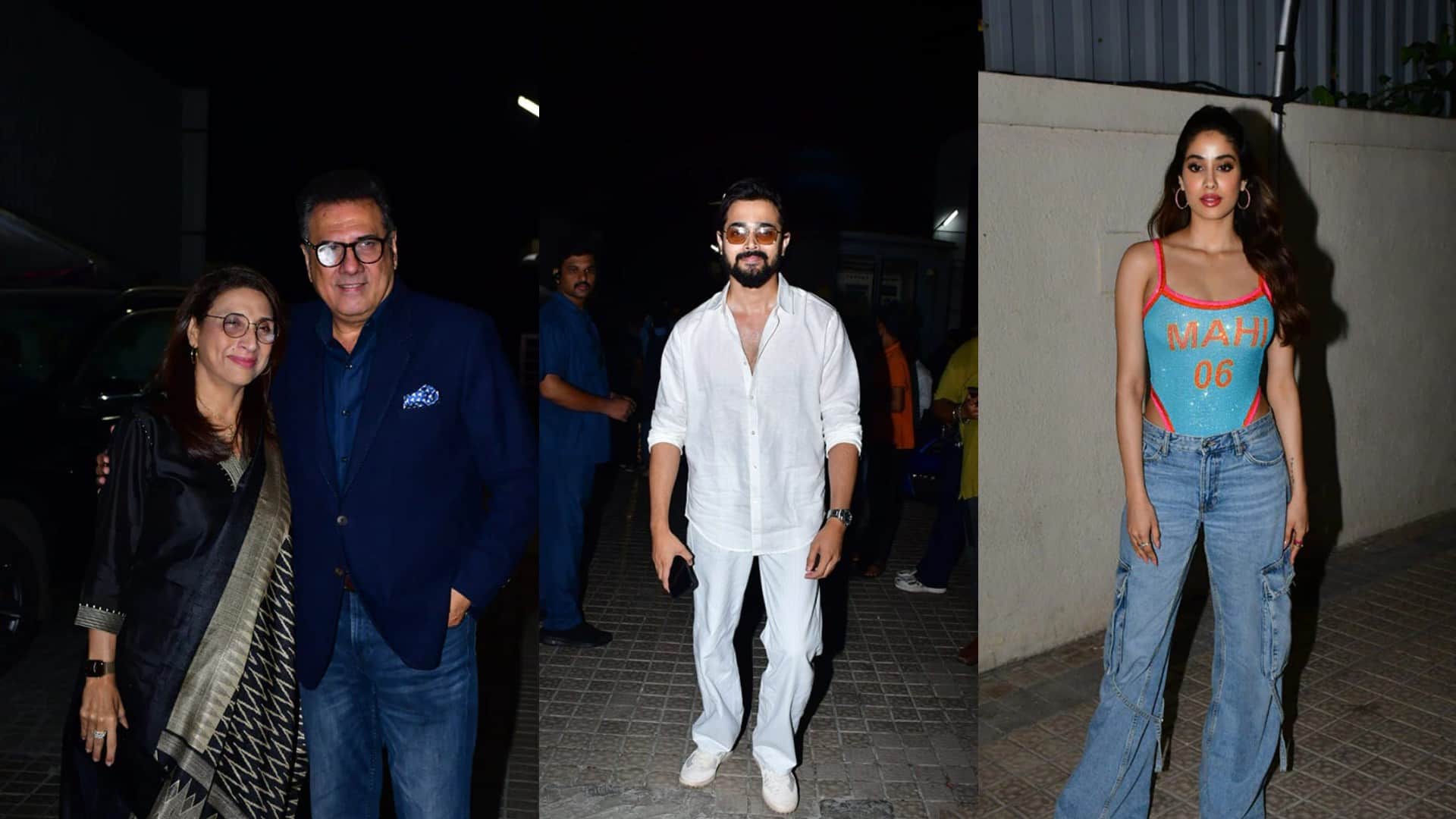 Mr and Mrs Mahi Screening janhvi kapoor karan johar khushi Kunal Khemu Soha Ali Khan Boney Kapoor Neha Dhupia