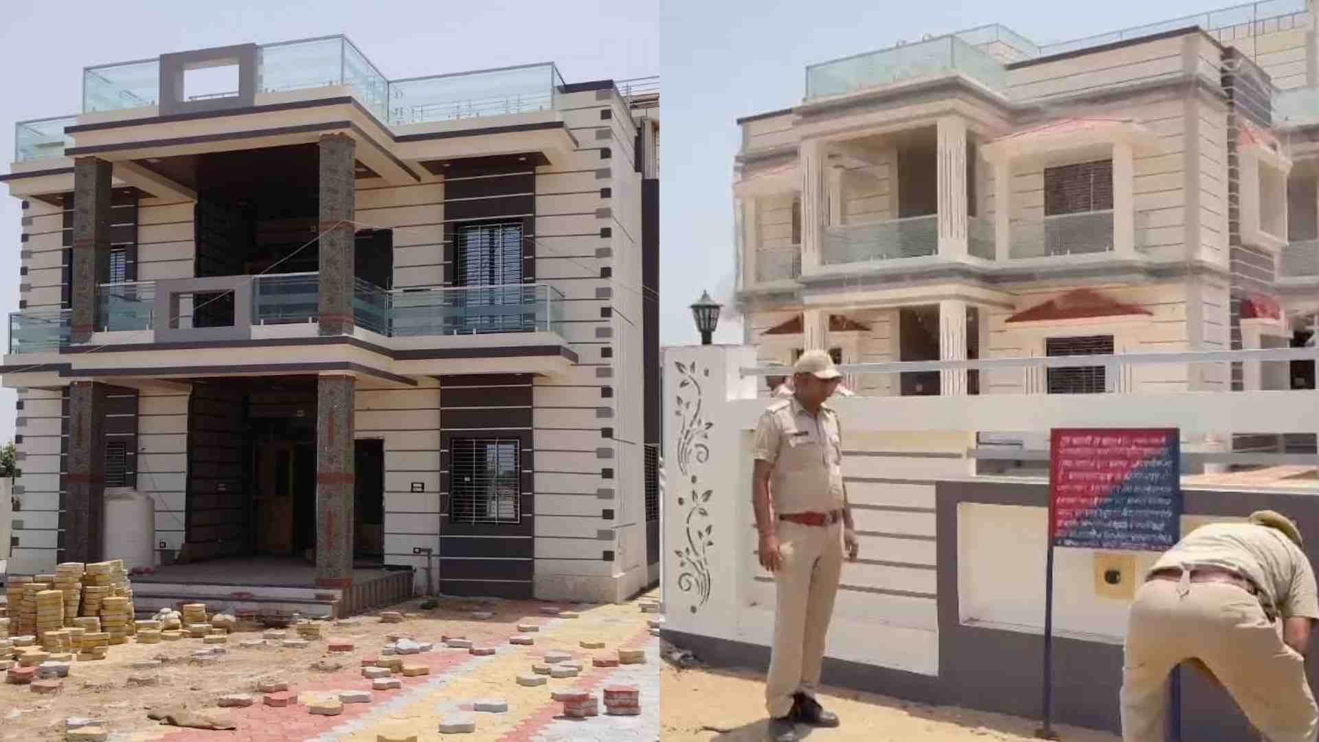 तस्करों की संपत्ति पर कार्रवाई करती पुलिस।