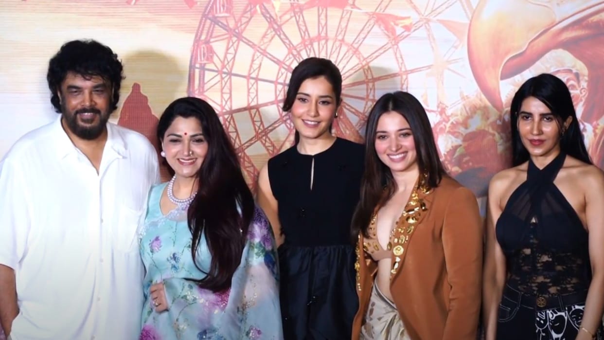 Tamannah bhatia rashii khanna and director sundar c press meet for movie aranmanai 4