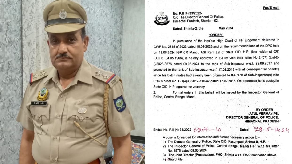 Himachal Police ASI Promotion himachal police asi ramlal thakur promoted si after six years