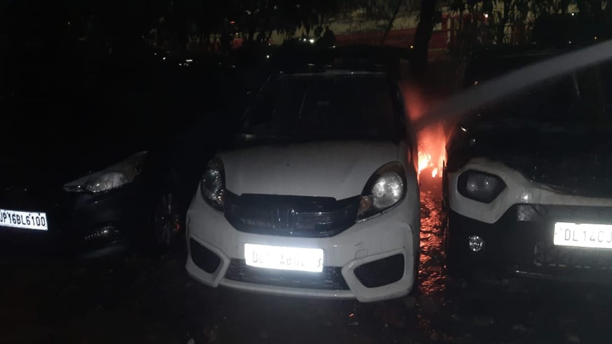Several vehicles were gutted in fire at a parking lot in Madhu Vihar area In delhi