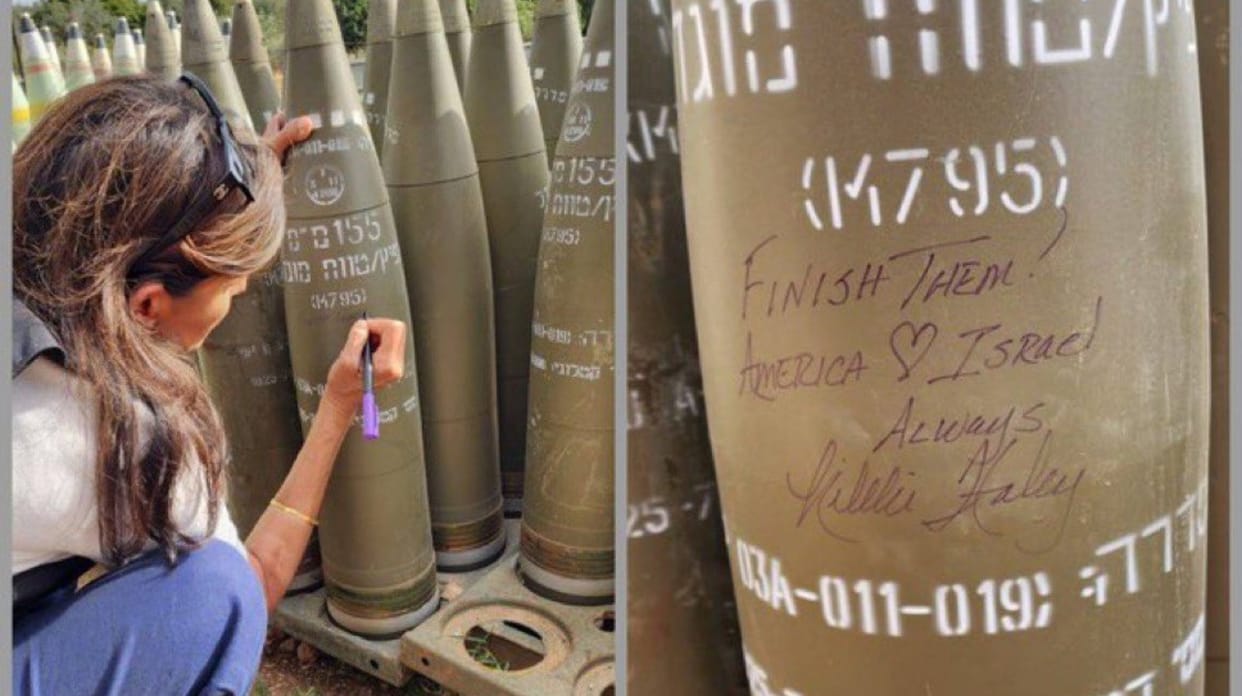 Israel Hamas War: Nikki Haley writes finish them on IDF artillery shells during Israel visit