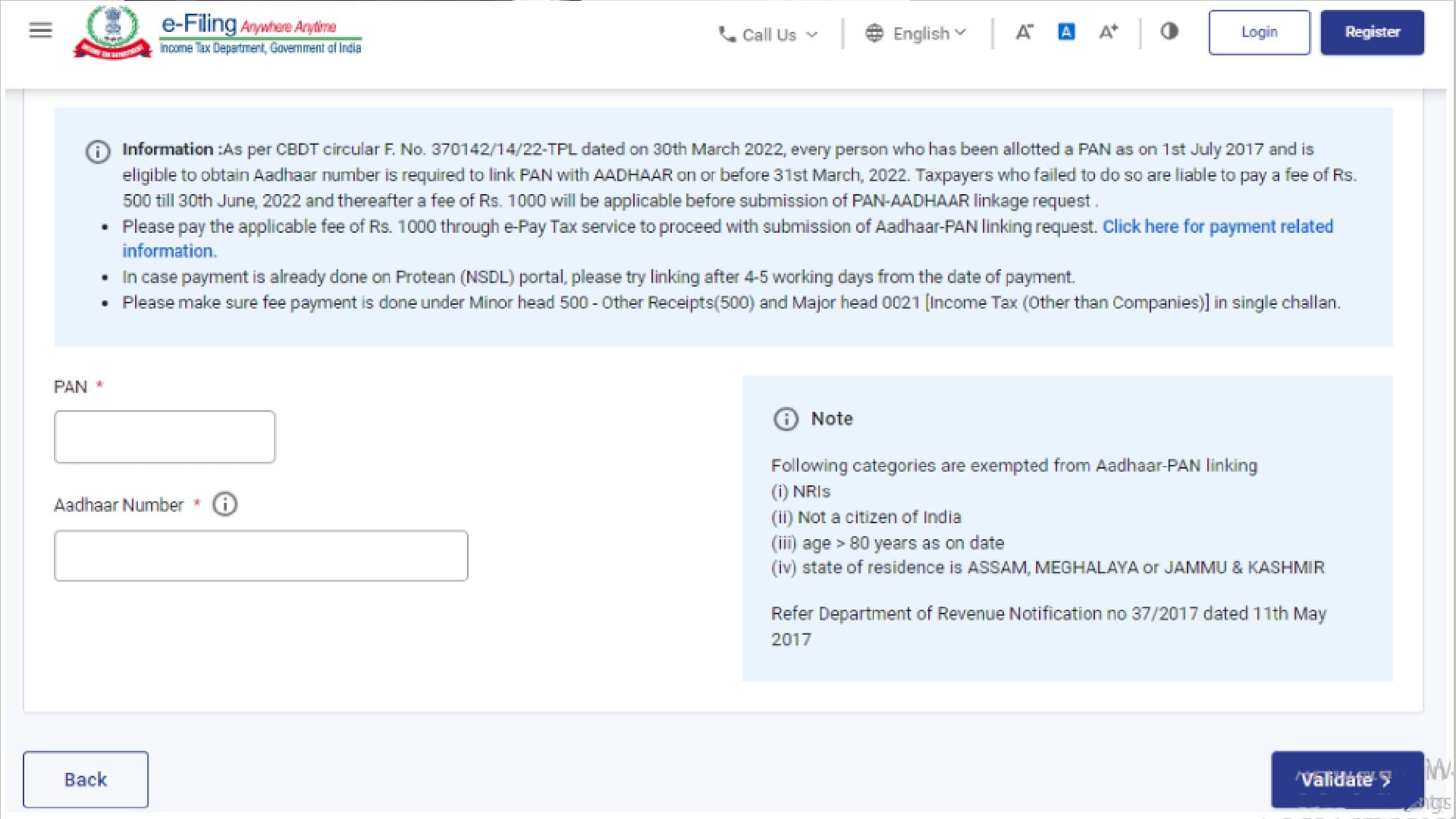 PAN Aadhaar Link