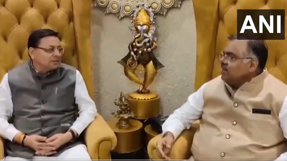Uttarakhand CM Pushkar Singh Dhami meets BJP National General Secretary Tarun Chugh in Amritsar