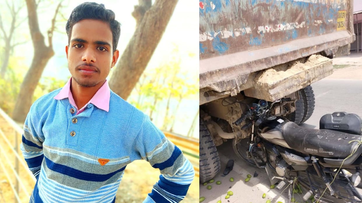 Hardoi: Uncontrolled bike rider dies after colliding with a parked truck