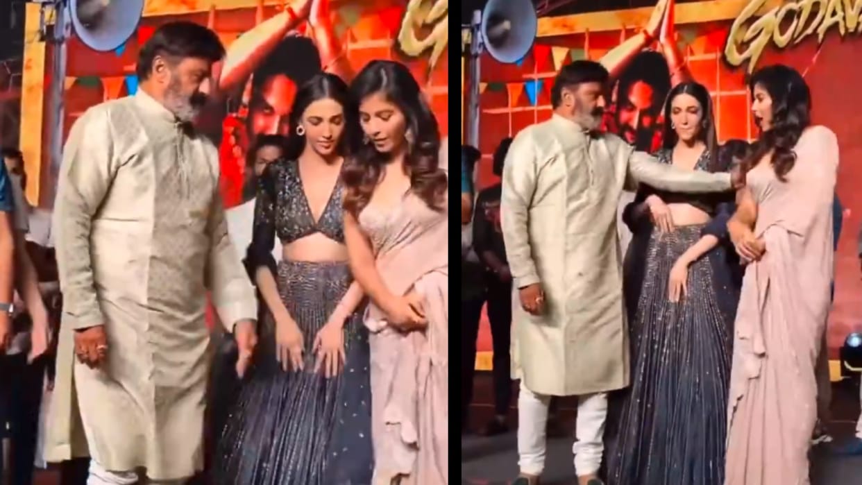Nandamuri Balakrishna pushes away anjali at gangs of godavari event hansal mehta users got angry video viral