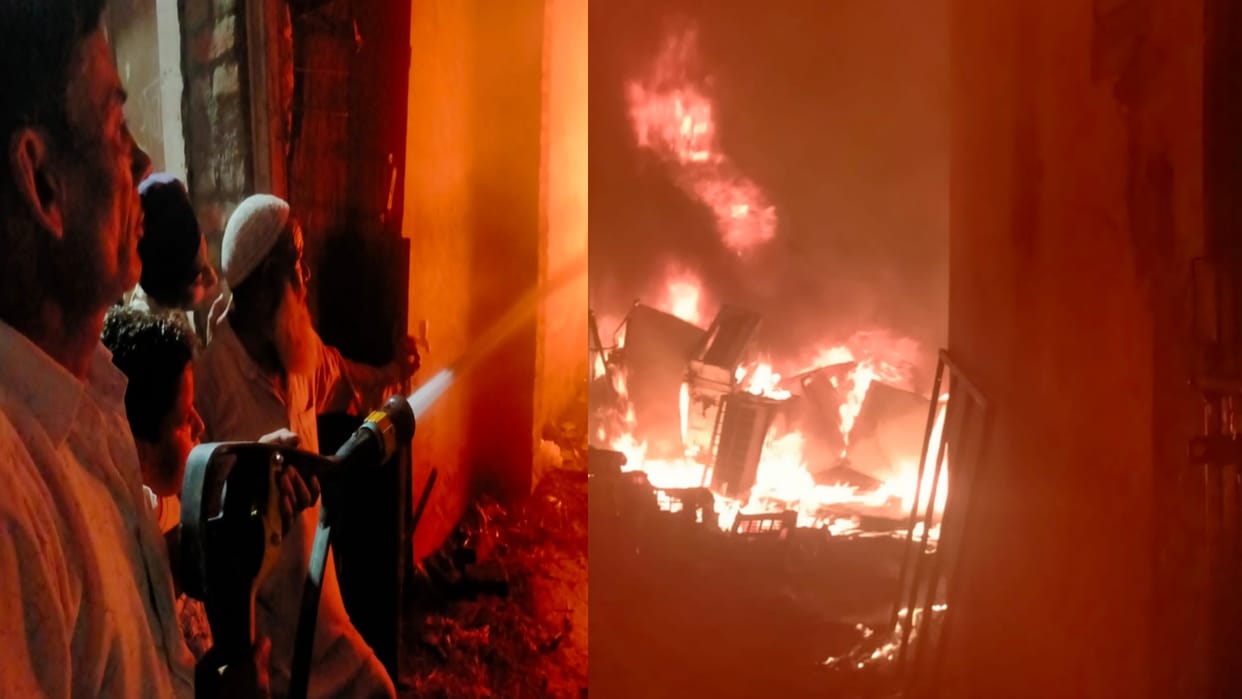 fire broke out in fruit warehouse and loss of lakhs in Kairana of Shamli