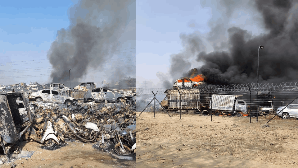 huge fire broke out in store house of Delhi Police in Wazirabad