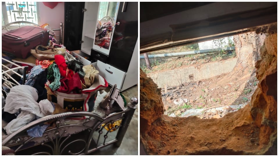 चोरों ने घर में की सेंधमारी।