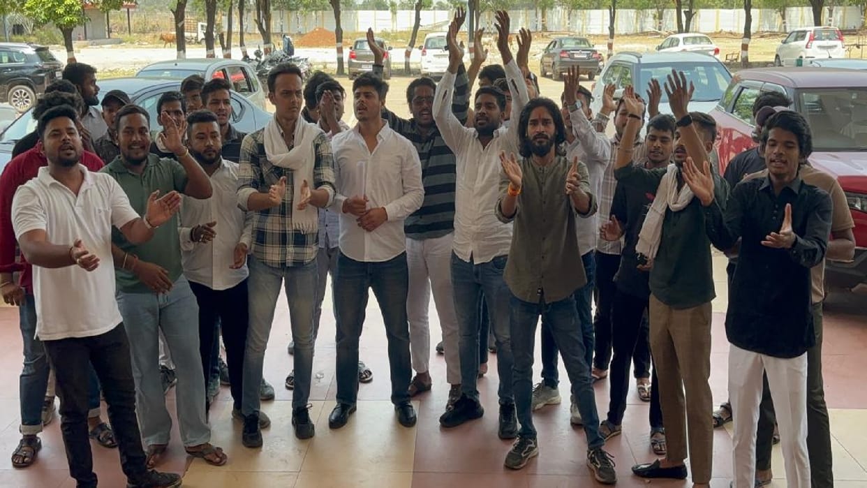 NSUI protests against Anjaneya University in Raipur