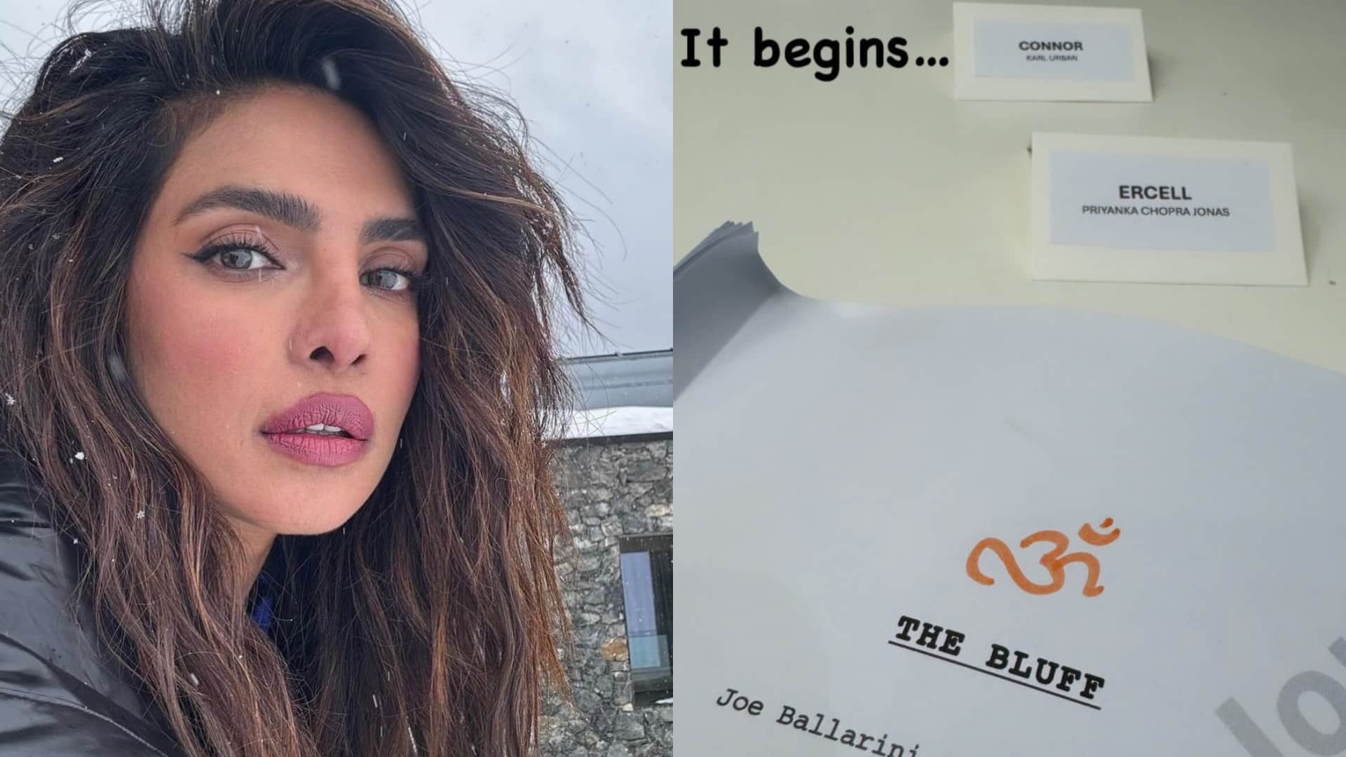 Priyanka Chopra wrote OM on the cover page of her upcoming film The Bluff shared photo on her instagram story