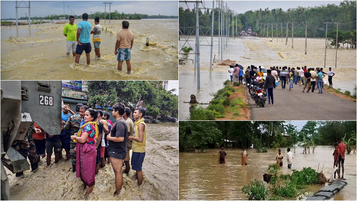 Flood In Nine Districts Of Assam From Remal Several Died two lakh people affected