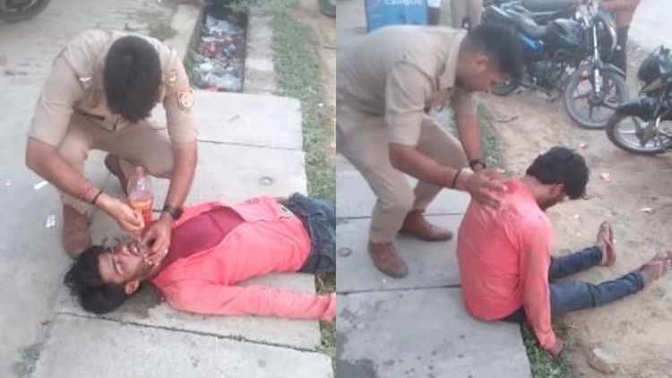 गर्मी का सितम: राह चलते अचानक बेहोश होकर गिरा युवक, दरोगा ने बचाई जान... पहुंचाया अस्पताल