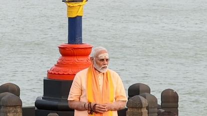 PM Narendra Modi meditates at the Vivekananda Rock Memorial in Kanyakumari