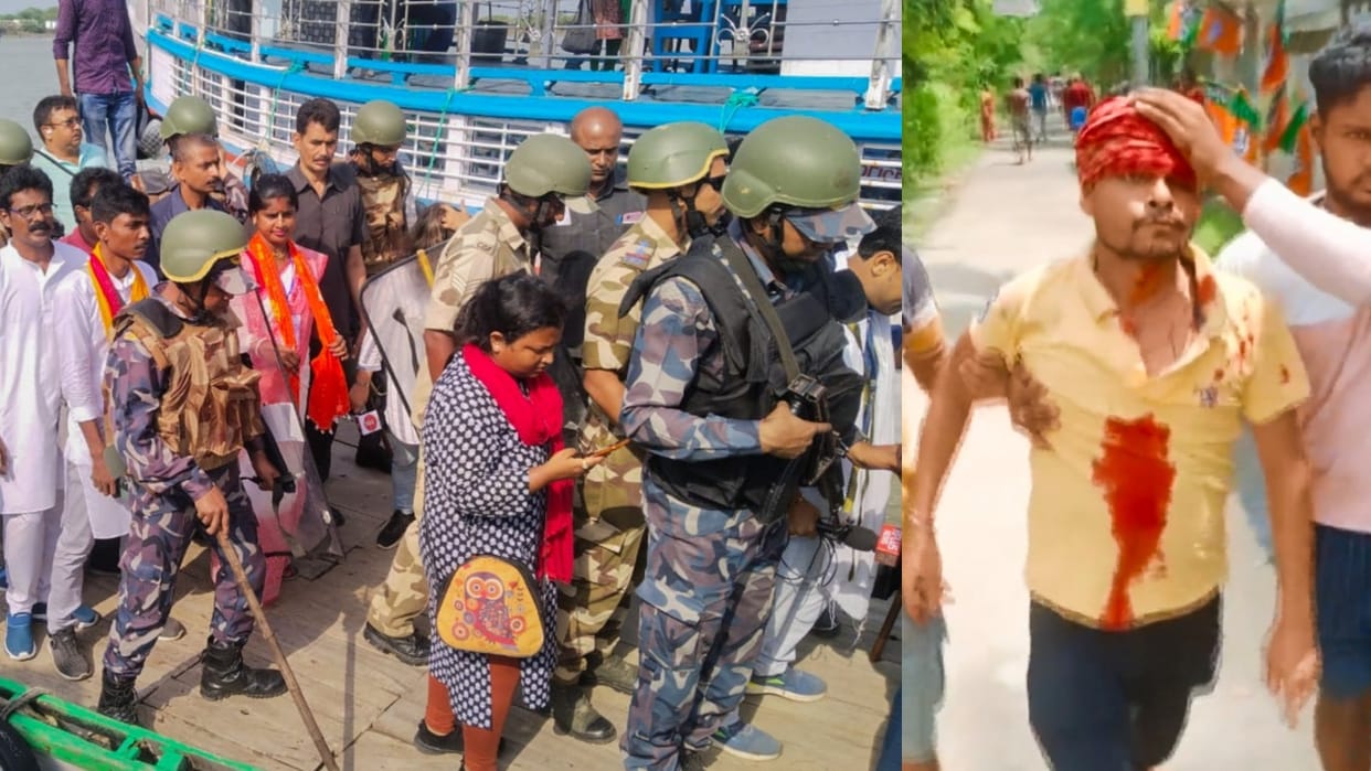 Violence in Sandeshkhali during 7th phase voting Police lathi charge and tear gas BJP TMC