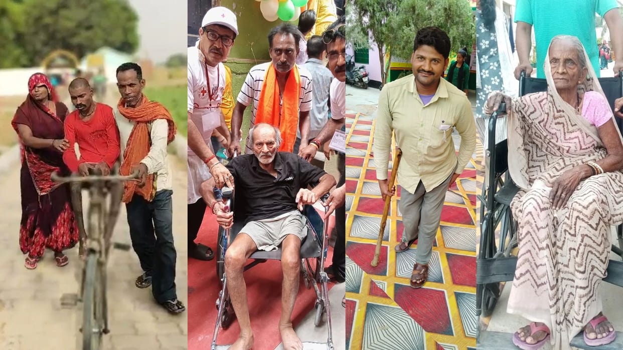Lok Sabha Election 2024 Disabled voters arrived with help of bicycles, wheelchairs and sticks