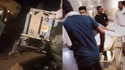 हादसे के घायलों को बचाने में जुटे लोग।