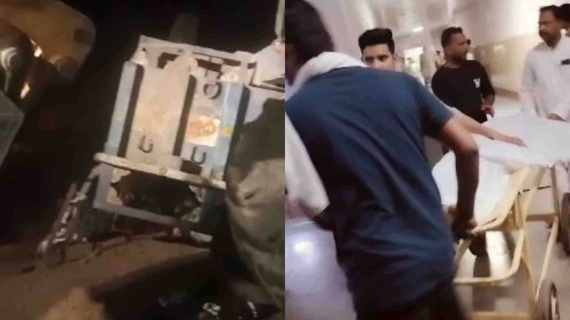 हादसे के घायलों को बचाने में जुटे लोग।